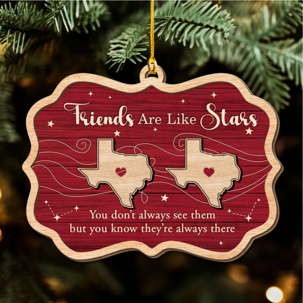 Custom Brothers & Sisters Christmas Ornament •  Siblings Are Like Star - Personalized Wood Ornament