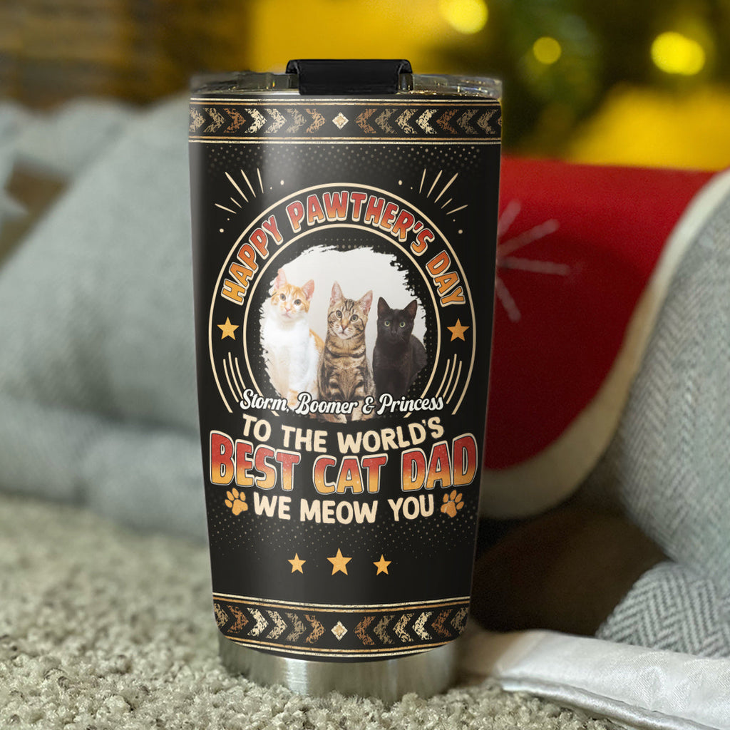 Pawther Day With Cat Dad Photo - Personalized Tumbler