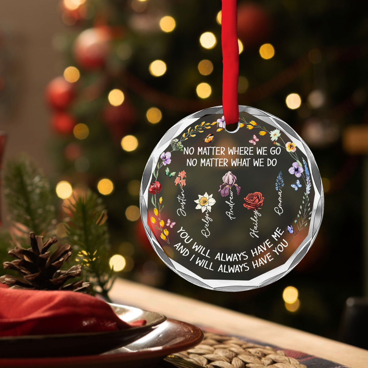 Custom Keepsake Christmas Ornament •  No Matter - Personalized Glass Ornament