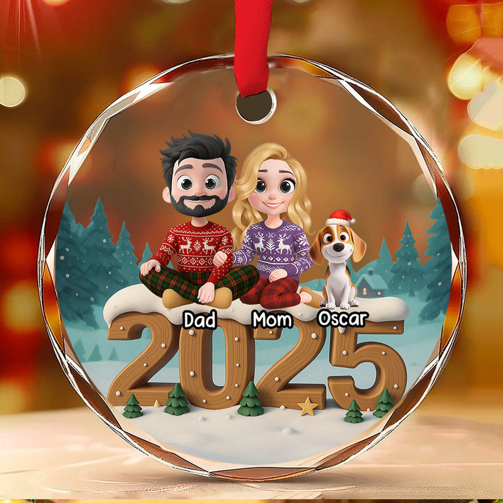 Custom Family Ornament, Christmas Gift for Family Members •  As A Family Now Onwards - Personalized 3D Effect Glass Ornament