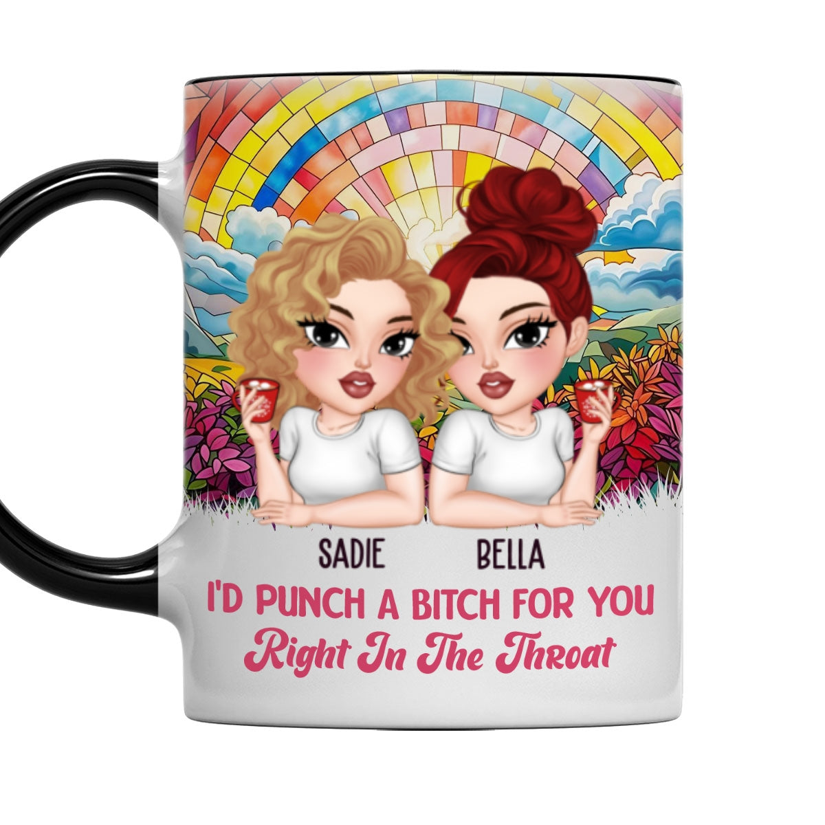 Custom Best Friend, Christmas & Birthday Friendship Keepsake Gift • Punch For You My Bestie - Personalized Accent Mug