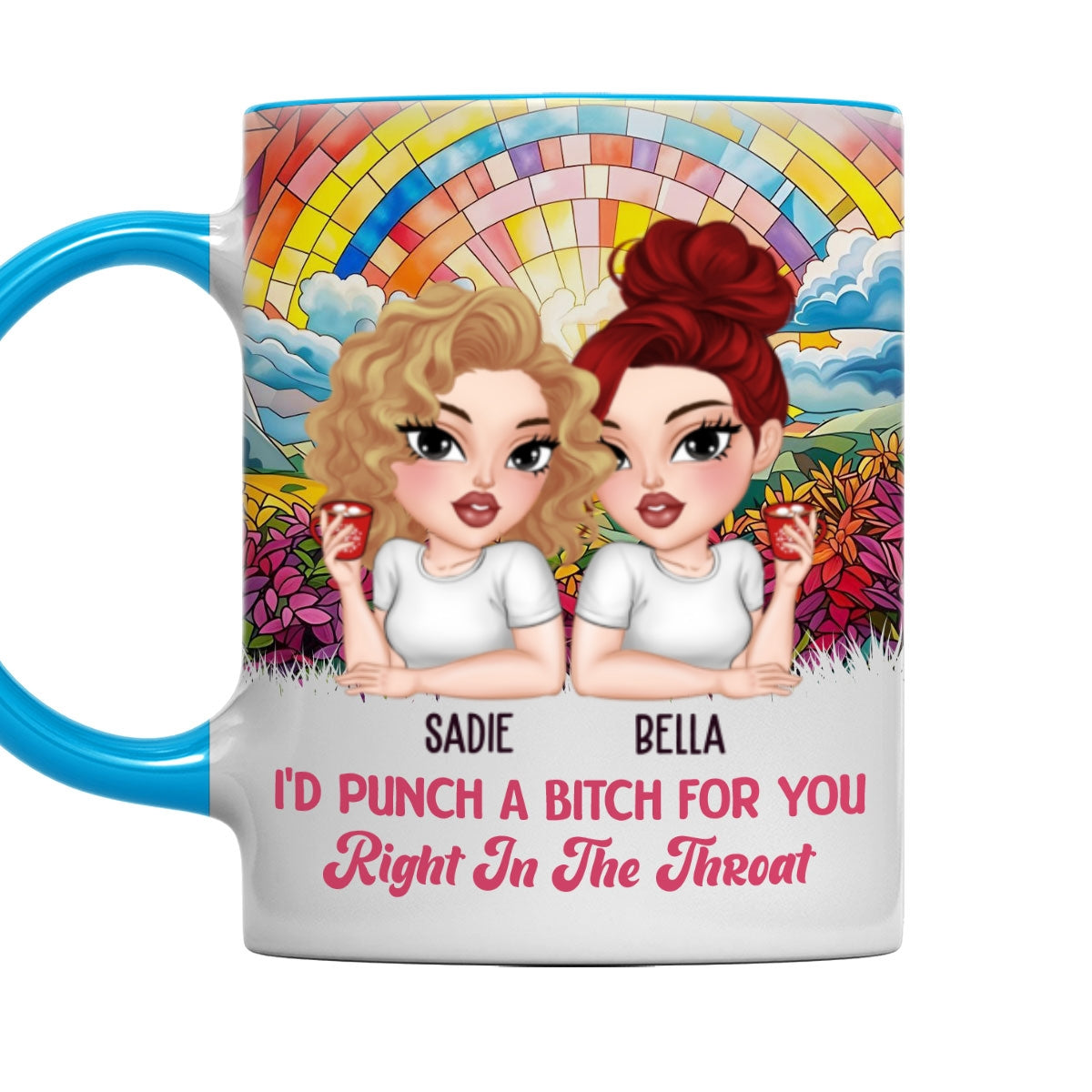 Custom Best Friend, Christmas & Birthday Friendship Keepsake Gift • Punch For You My Bestie - Personalized Accent Mug