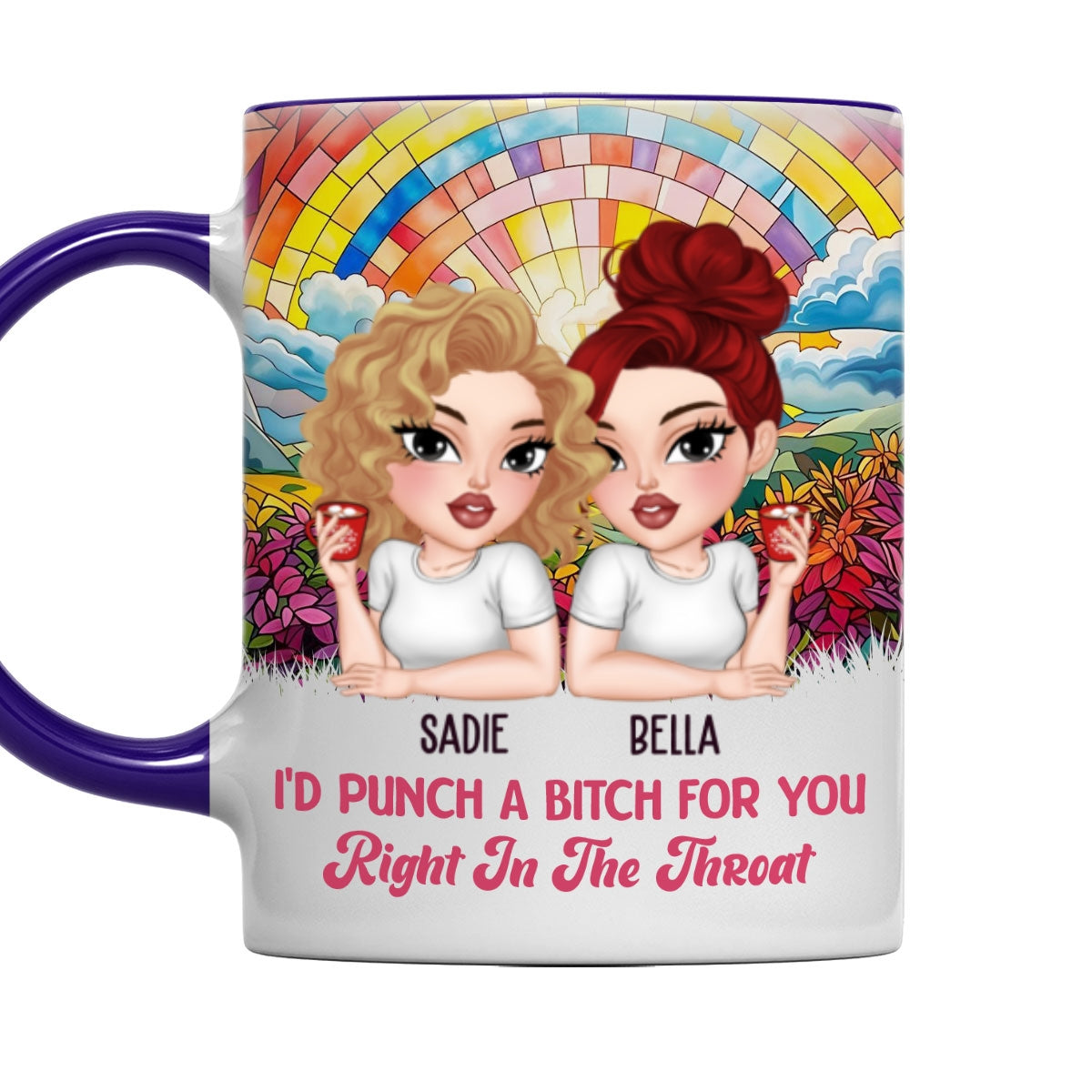Custom Best Friend, Christmas & Birthday Friendship Keepsake Gift • Punch For You My Bestie - Personalized Accent Mug