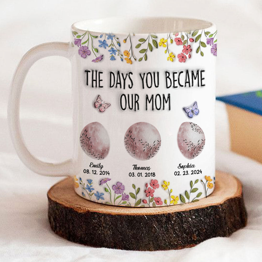 Custom Christmas & Birthday Gift for Mom • The Days You Became Mom - Personalized 3D Inflated Effect Mug