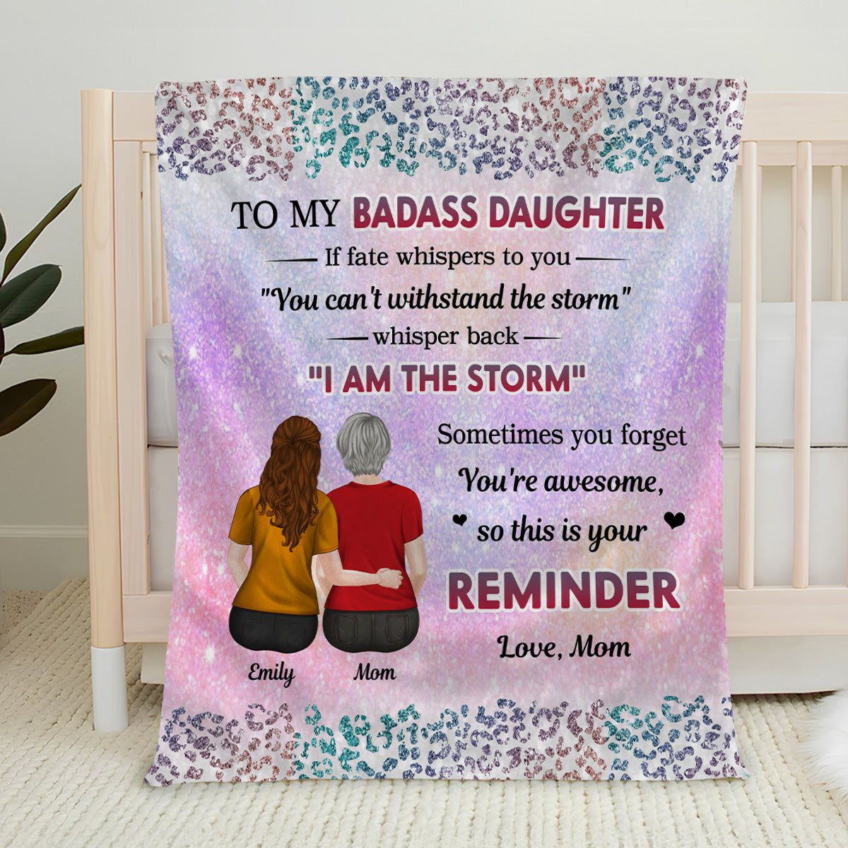 From Mom To Badass Daughter - Personalized Fleece Blanket