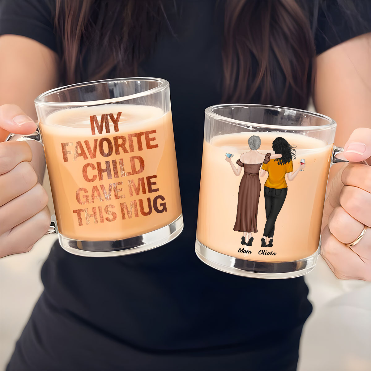 Custom Christmas & Birthday Gift for Mom • My Favorite Child Gave Me This Mug - Personalized Glass Mug