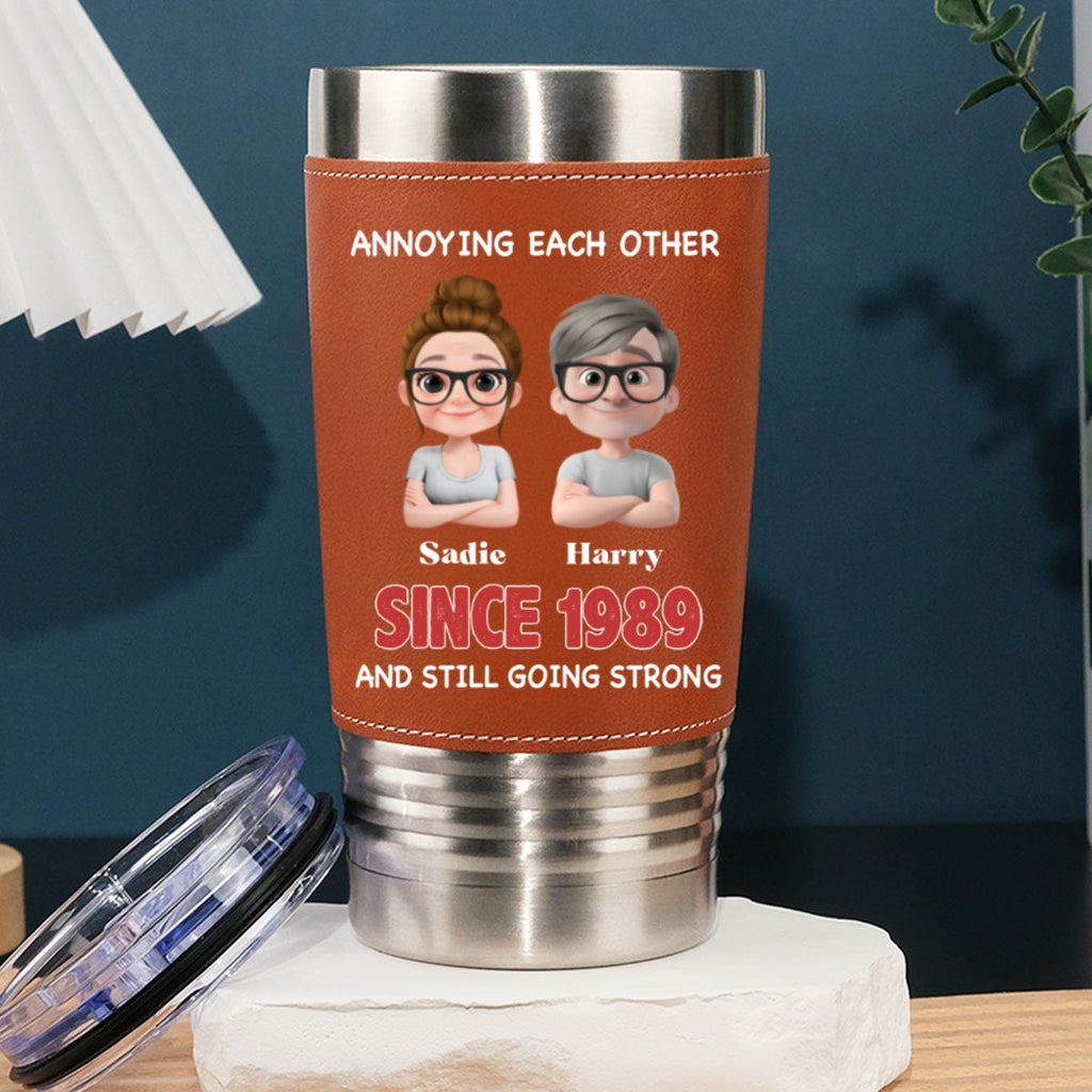 Custom Christmas Anniversary Gifts For Husband • With You Forever - Personalized Leather Tumbler