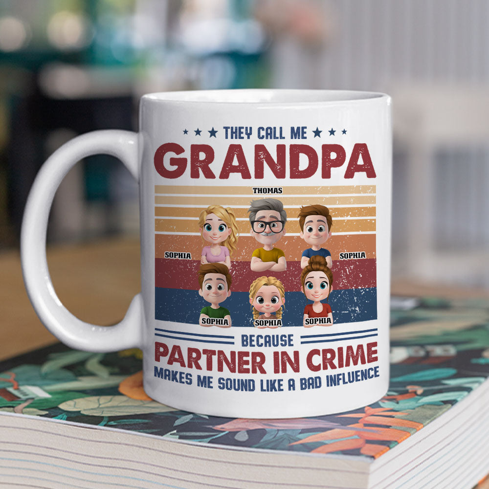 Custom Father's Day, Special Gift for Dad & Grandpa • Partner In Crime With My Grandkids - Personalized Coffee Mug