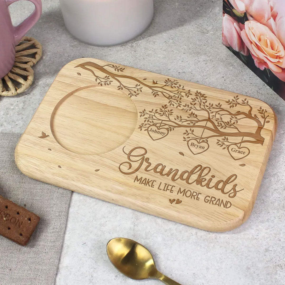 Grandchildren Make Life More Grand - Personalized Wooden Treat Board