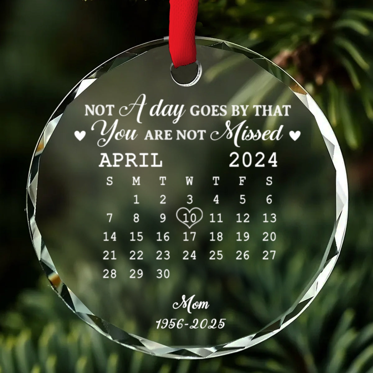 Custom Memorial Christmas Ornament, Sympathy Keepsake •  Miss You - Personalized Glass Ornament