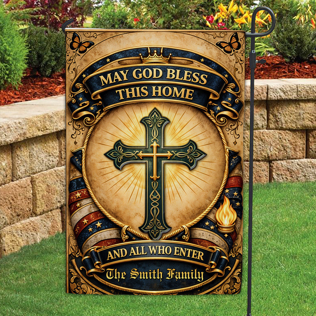 God Bless This Home - Personalized 3D Effect Flag