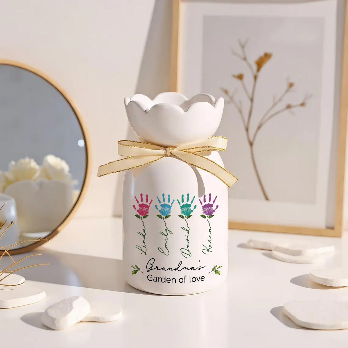 Garden Of Love - Personalized Ribbon Tie Flower Vase