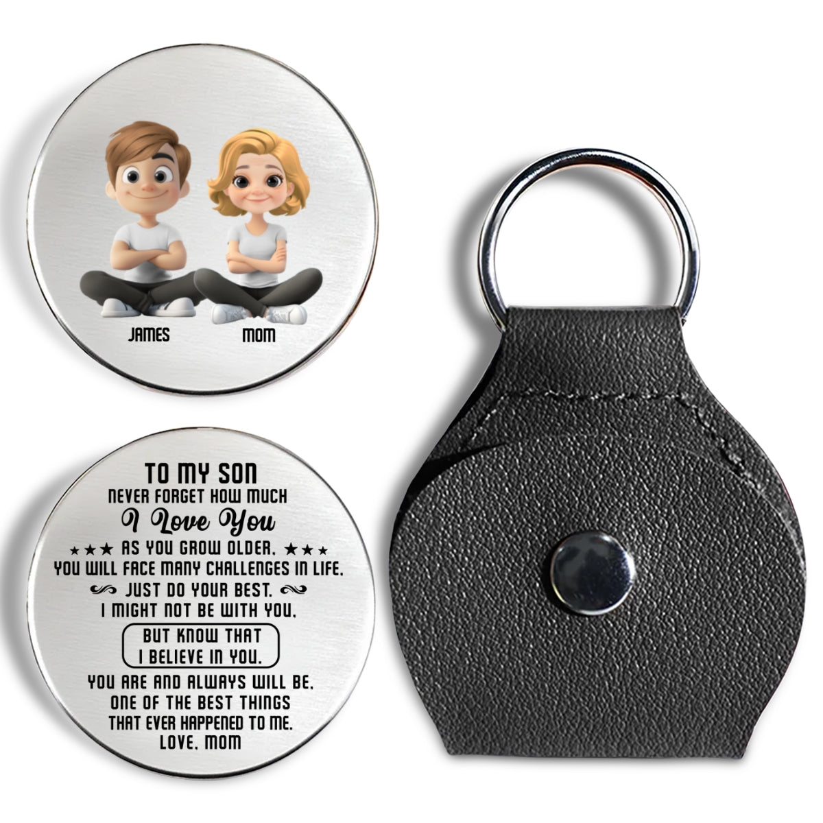 Custom Coin Keychain for Son, Father's Day Birthday Gifts • You Are Strong And Brave - Personalized Pocket Hug