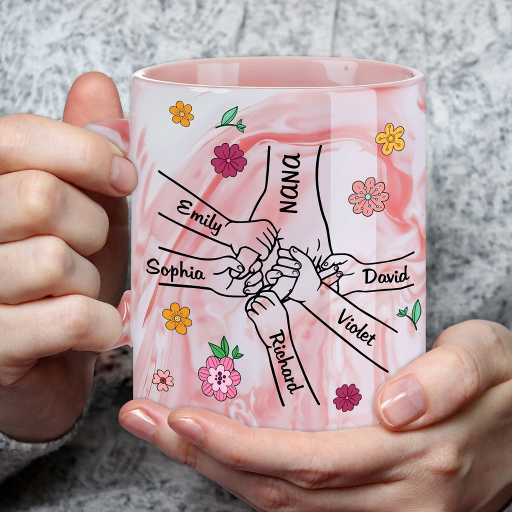 Custom Christmas & Birthday Gift For Grandma • Lovely Grandma - Personalized Pink Marble Mug
