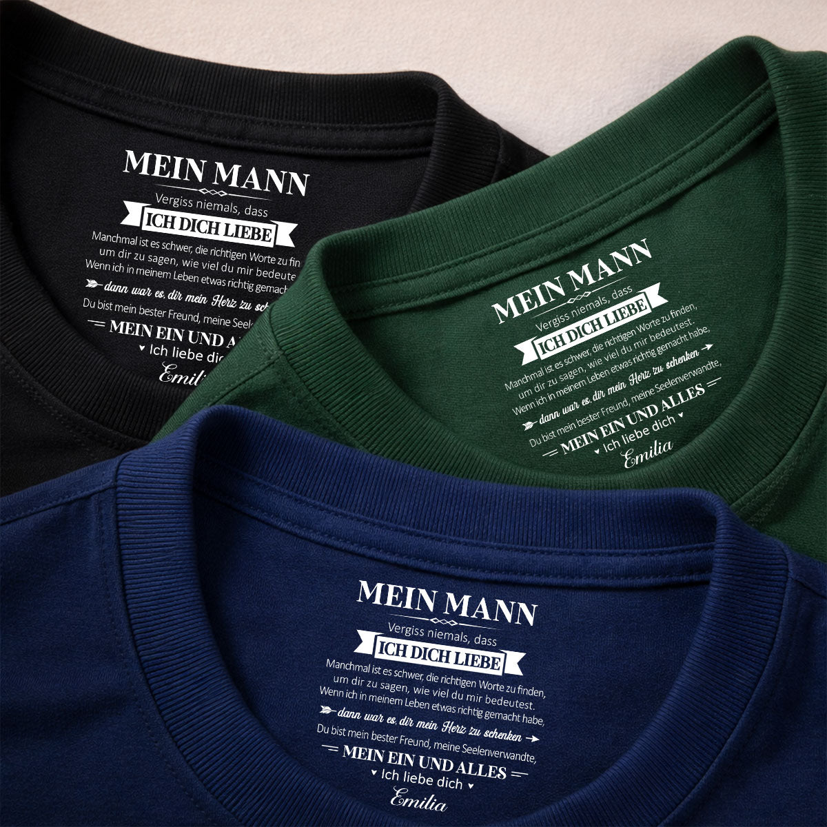 Custom Christmas Anniversary Keepsake Gifts For Husband • Mein Seelenverwandter und mein Ein und Alles – T-Shirt mit personalisiertem Aufdruck im Innenkragen