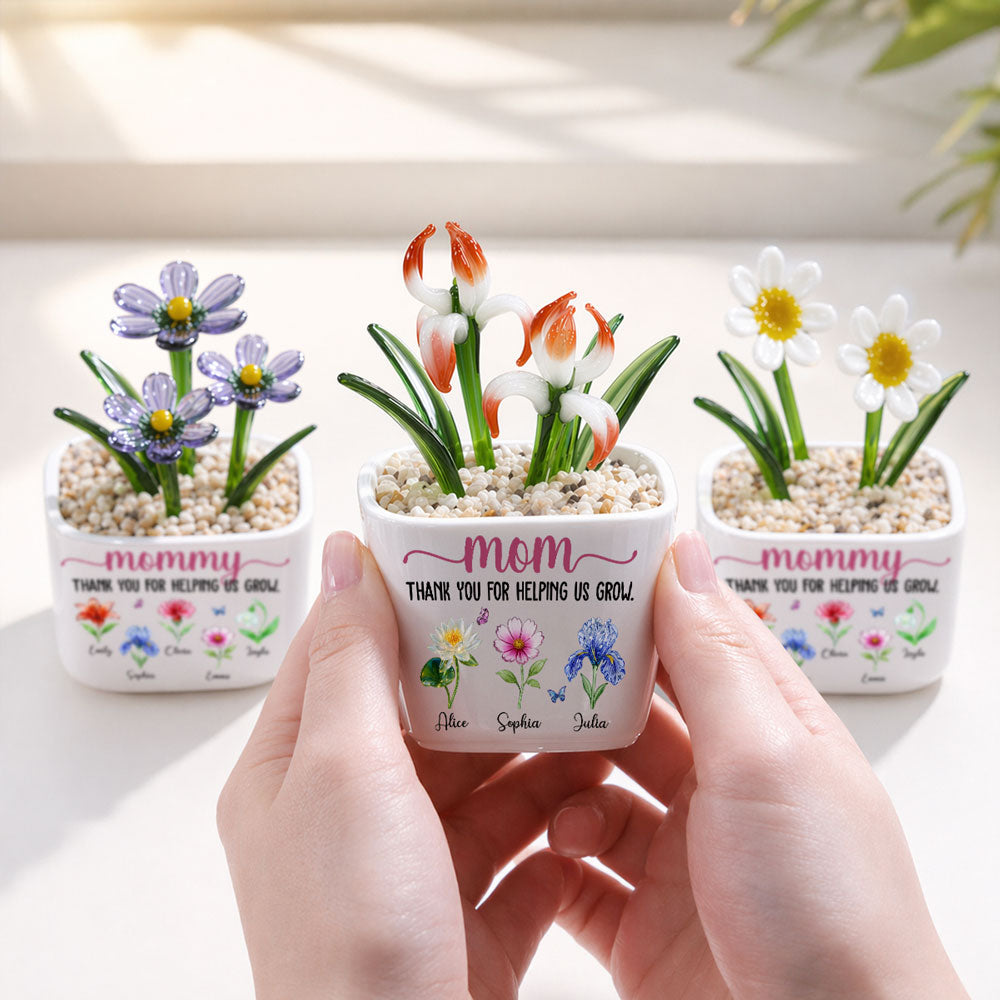 Thank You For Helping Me Grow - Personalized Glass Birth Month Flower