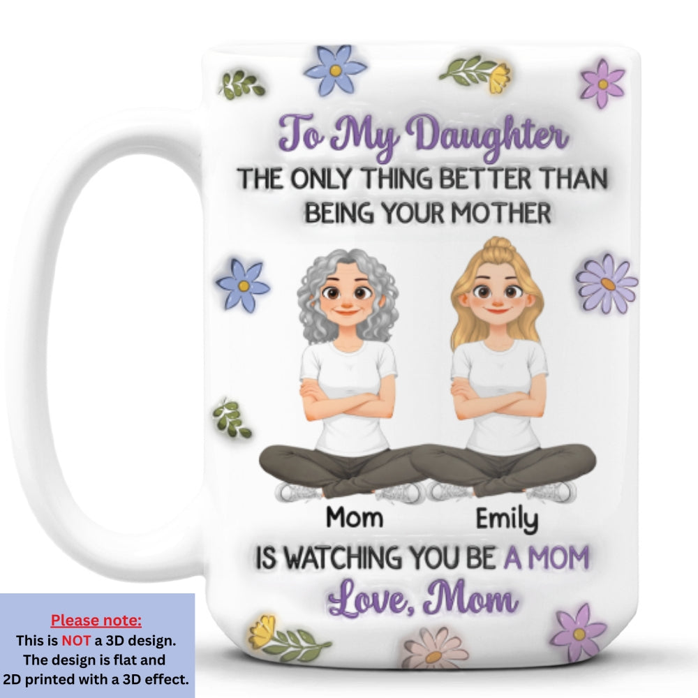 Custom Mother's Day Gift for Daughter • Linked Together New Style - Personalized 3D Inflated Effect Mug