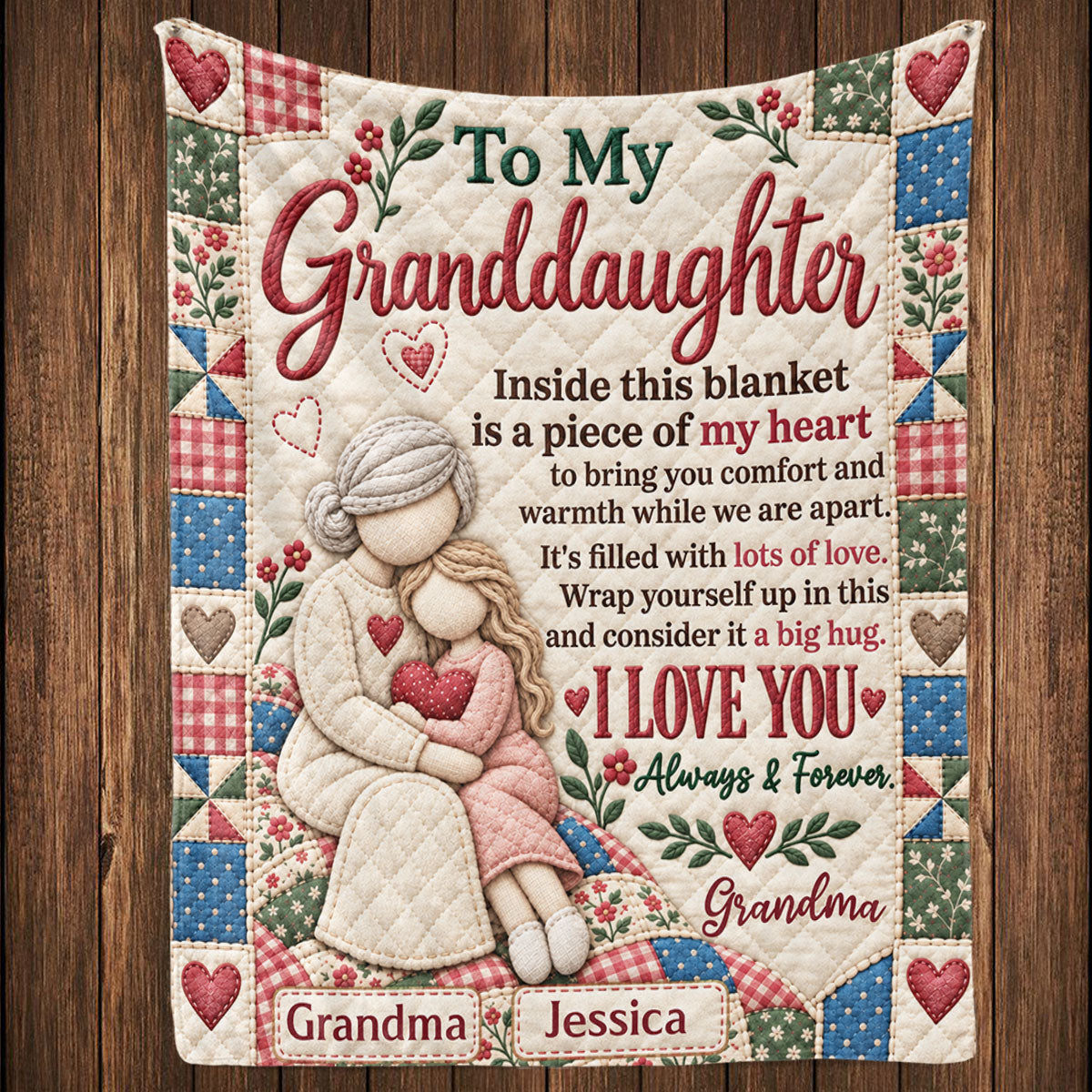 Hugs Warmth And Love - Personalized Fleece Blanket
