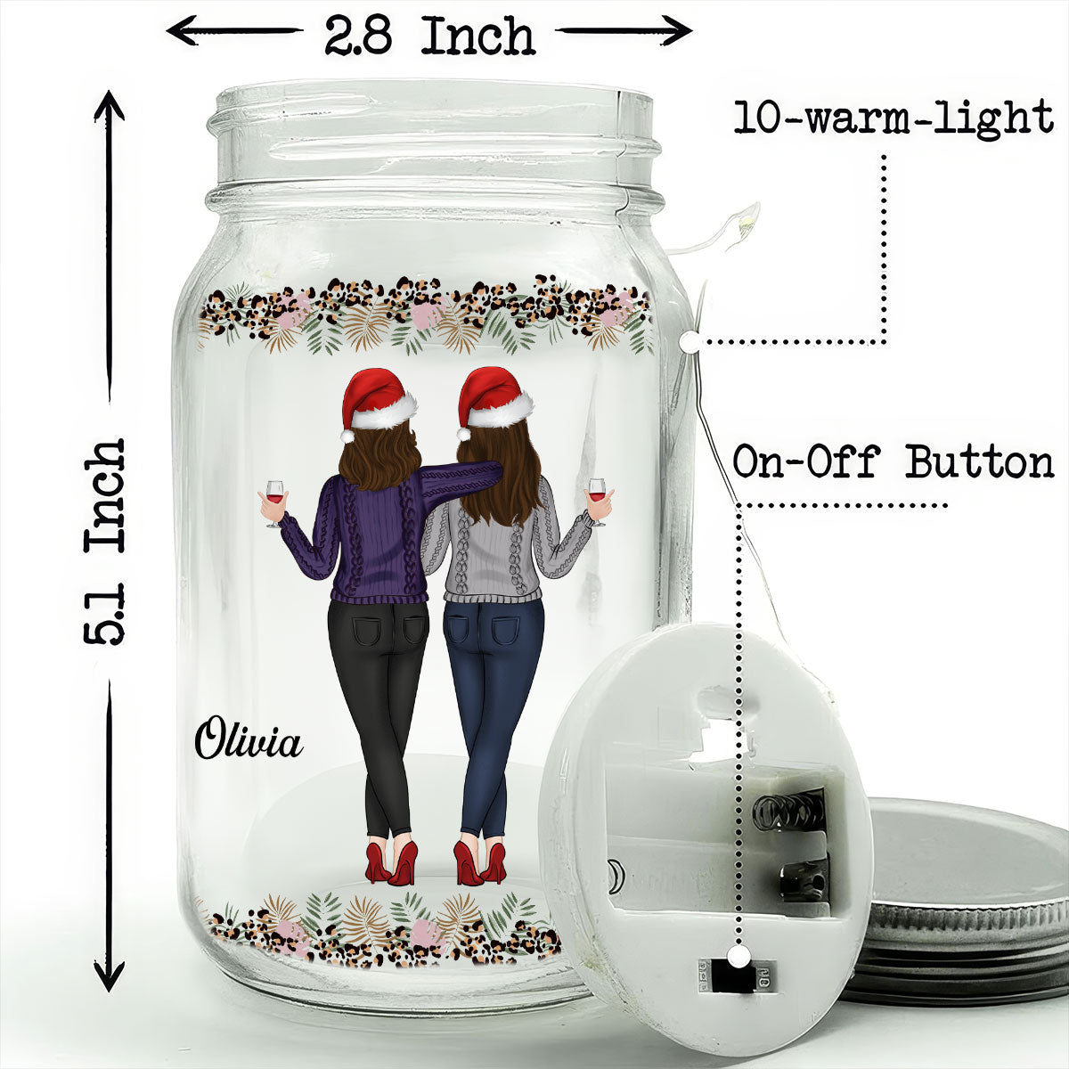 Thanks For Being My Unbiological Sister - Personalized Mason Jar Light