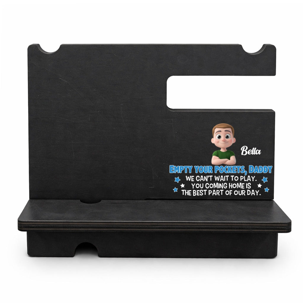 Empty Your Pockets Daddy - Personalized Wood Phone Docking Station