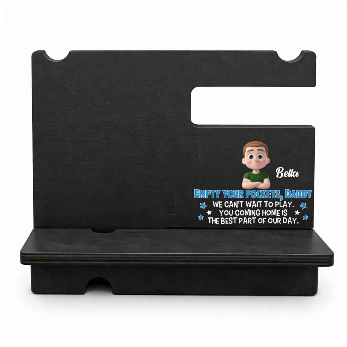 Empty Your Pockets Daddy - Personalized Wood Phone Docking Station
