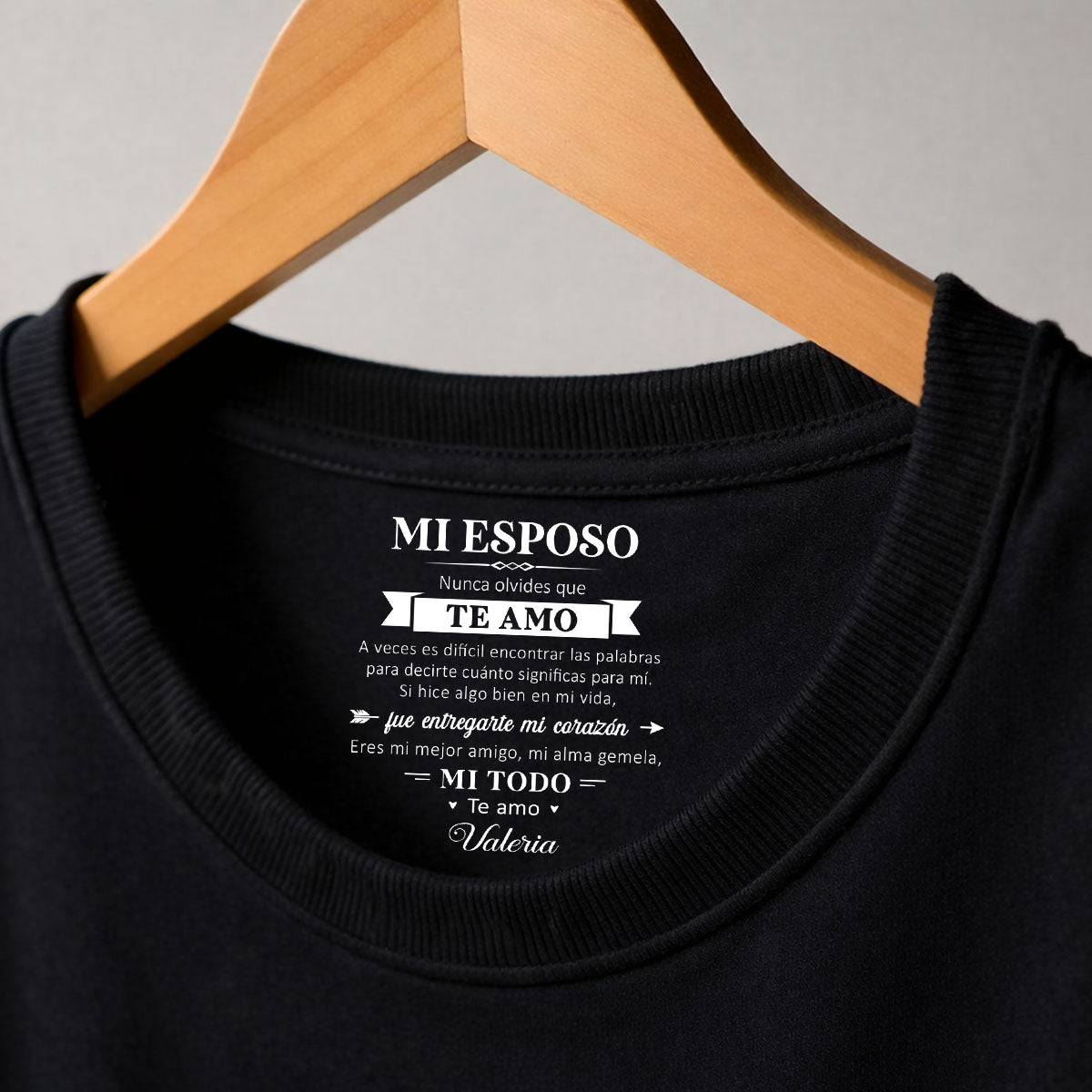 Custom Christmas Anniversary Keepsake Gifts For Husband • Mi alma gemela y mi todo – Camiseta con estampado personalizado en el interior del cuello