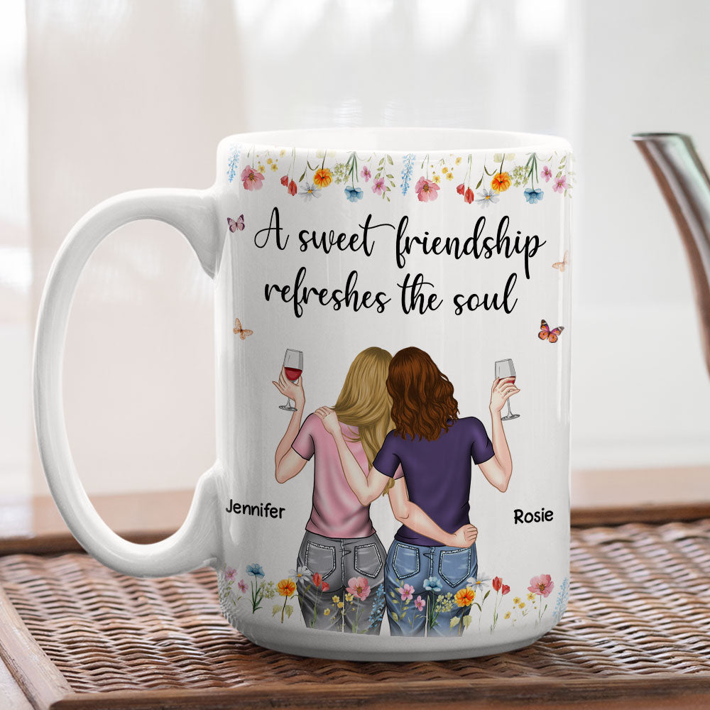 Custom Best Friend, Christmas & Birthday Friendship Keepsake Gift • Refreshes The Soul - Personalized Coffee Mug