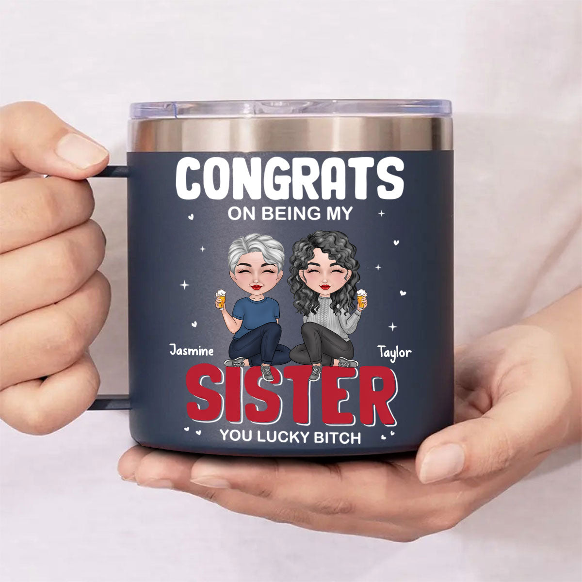 Custom Christmas Birthday Gifts For Best Friend • Congrats On Being My Bestie - Personalized 14oz Stainless Steel Tumbler With Handle