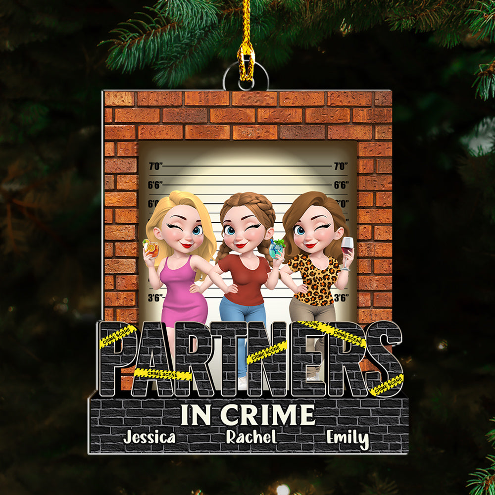 Custom Friendship Christmas Ornament, Best Friend Gift •  Partners In Crime - Personalized Acrylic Ornament