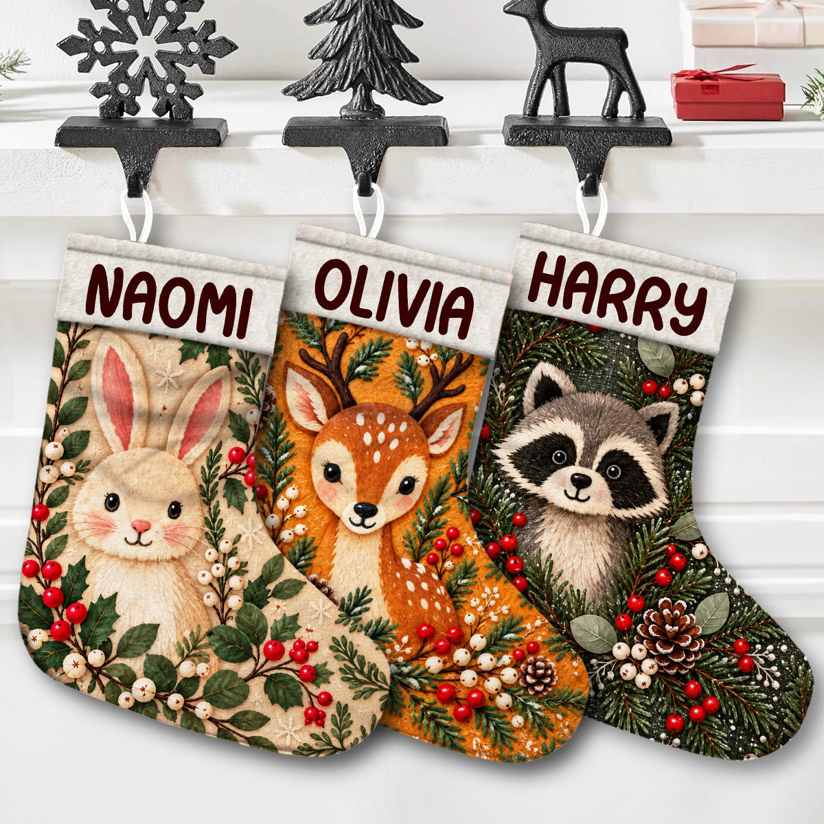 Woodland Animal Forest - Personalized Christmas Stocking