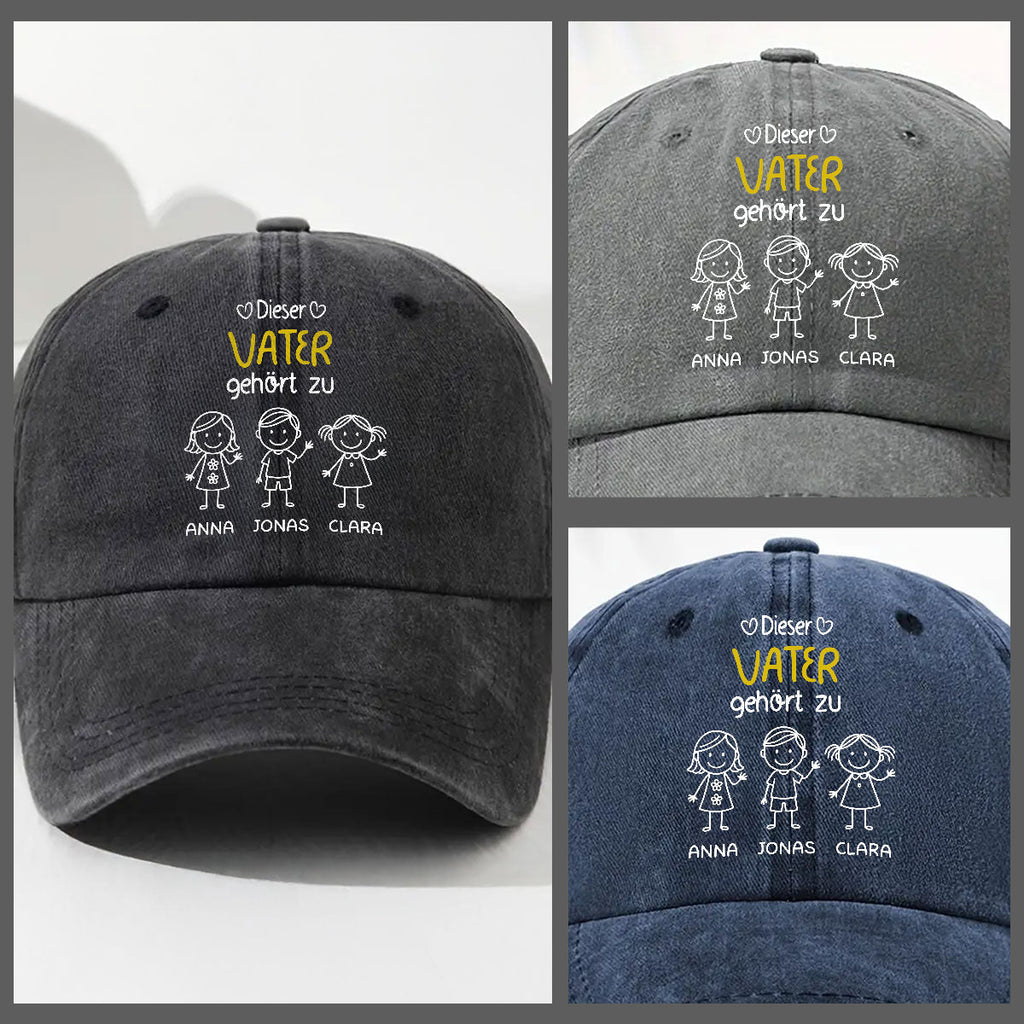 Custom Christmas Headwear Birthday Gifts for Grandpa • Dieser Opa gehört uns – Personalisierte Vintage-Denim-Kappe im Used-Look