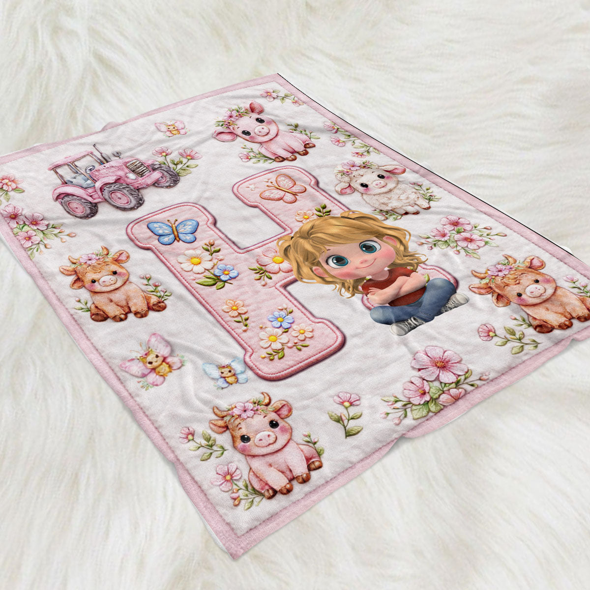 Little One Initial World - Personalized Fleece Blanket