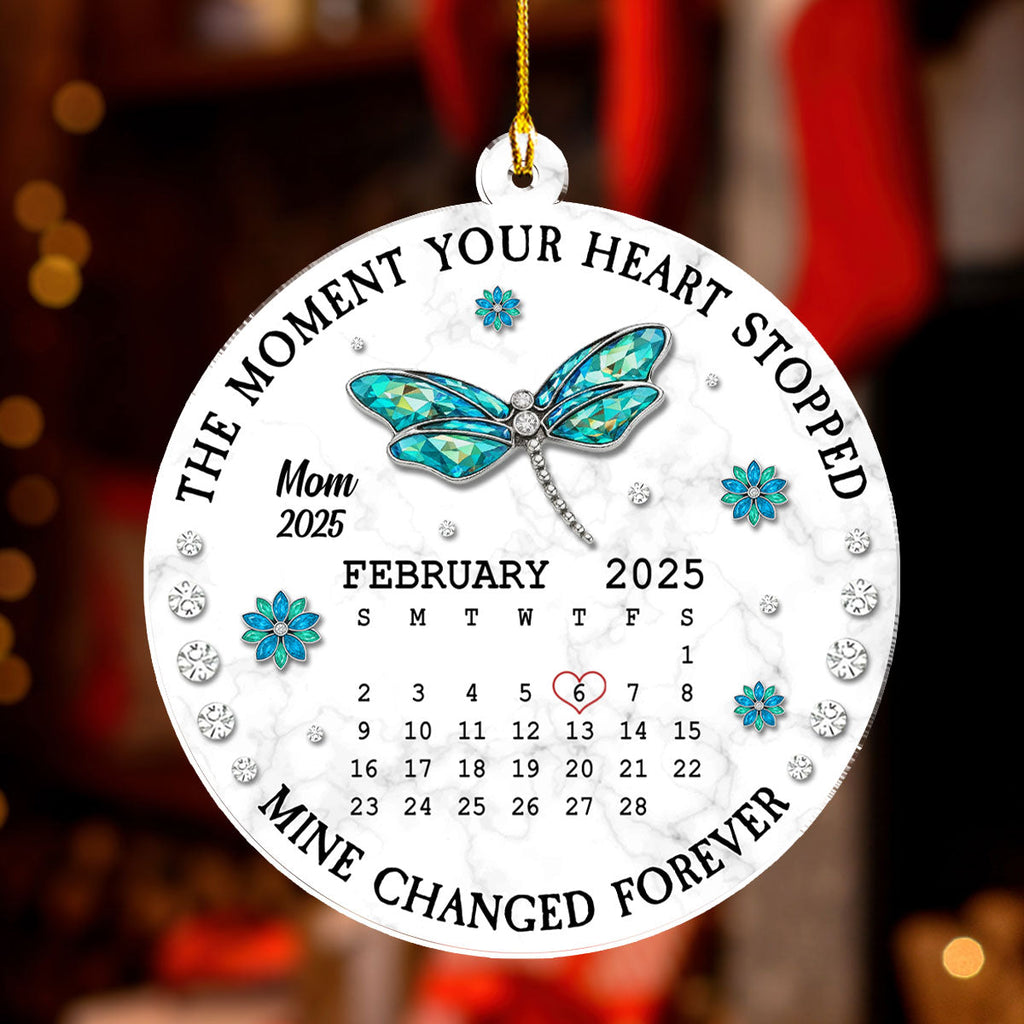 Custom Memorial Christmas Ornament, Sympathy Keepsake •  The Moment Your Heart Stopped Memorial - Personalized 3D Effect Acrylic Ornament