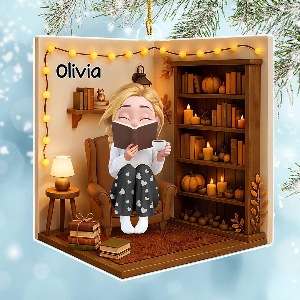 Custom Keepsake Christmas Ornament •  Reading Girly - Personalized 3D Effect Acrylic Ornament