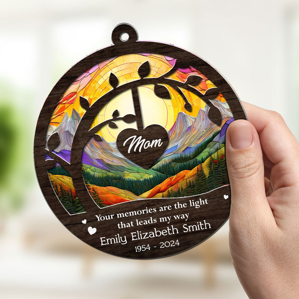 Custom Name Memorial Hanging Decor, Remembrance Keepsake • Your Memories Are The Light - Personalized Suncatcher