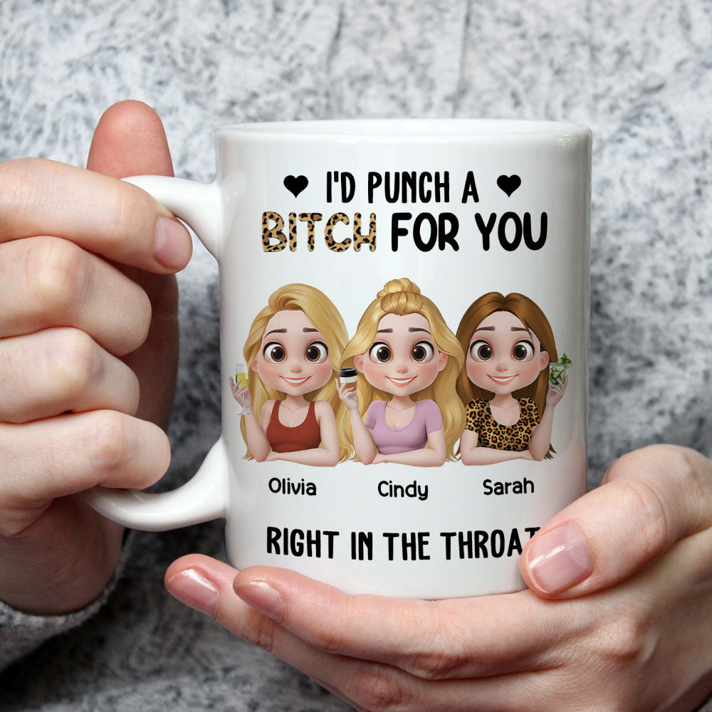 Custom Best Friend, Christmas & Birthday Friendship Keepsake Gift • Punch For You My Bestie - Personalized Coffee Mug