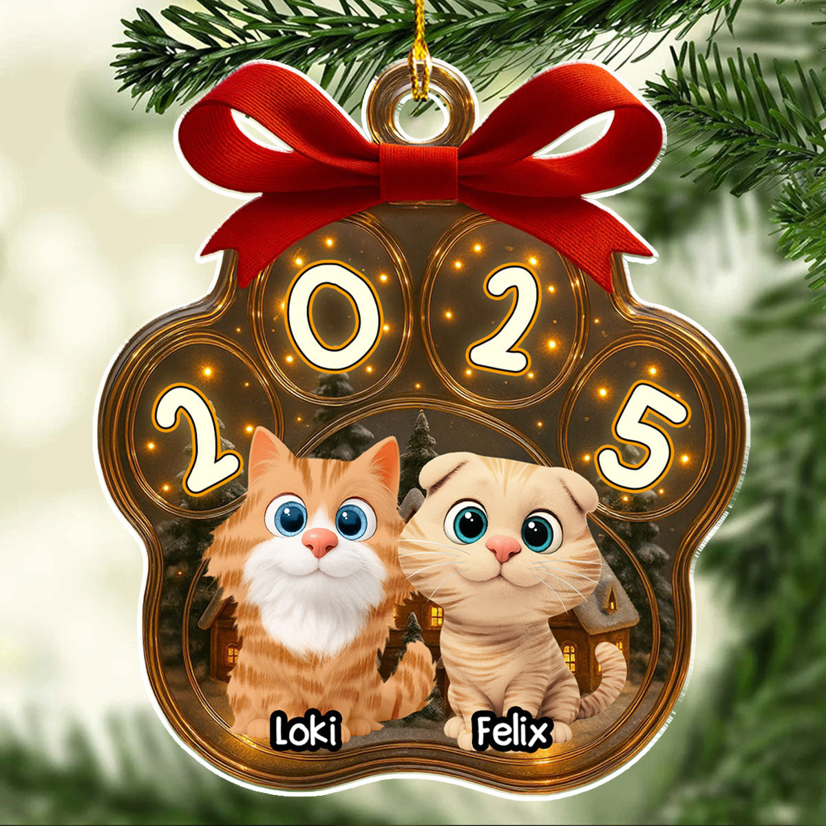 Custom Keepsake Christmas Ornament •  Snow All Over Here Meow Ver - Personalized 3D Inflated Effect Acrylic Ornament