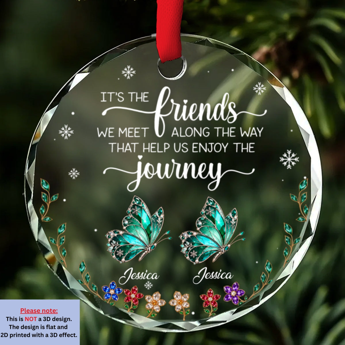 Custom Friendship Christmas Ornament, Best Friend Gift •  Our Journey - Personalized Glass Ornament