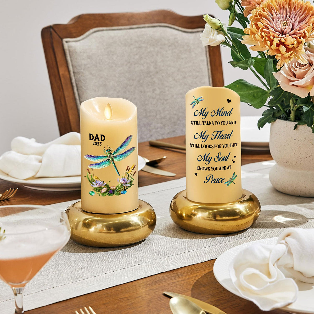 My Mind My Heart My Soul Dragonfly - Personalized LED Candle