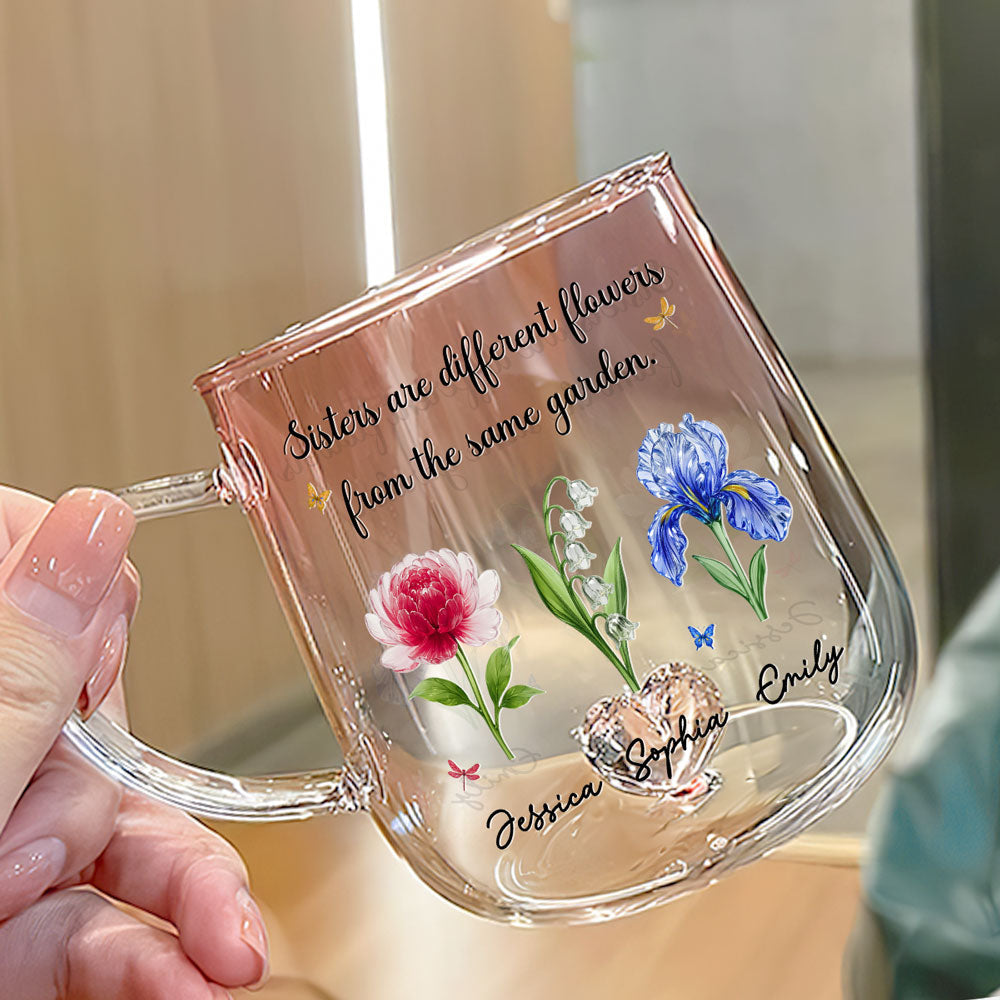 Custom Christmas & Birthday Gift for Brother & Sister • We Are Flowers - Personalized Pink Gradient Glass Mug