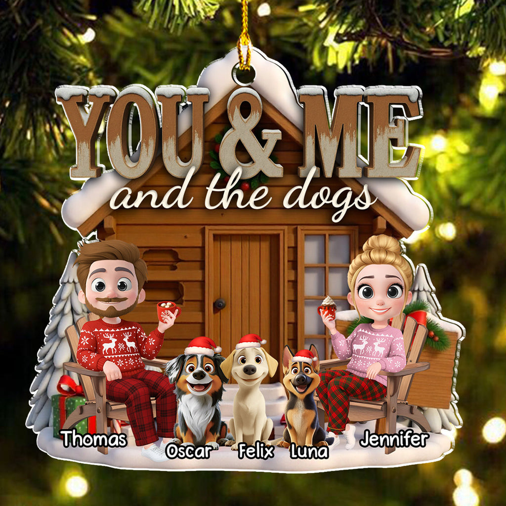 Custom Couple Christmas Ornament, Anniversary Gift •  You Me And Our Pup - Personalized Acrylic Ornament