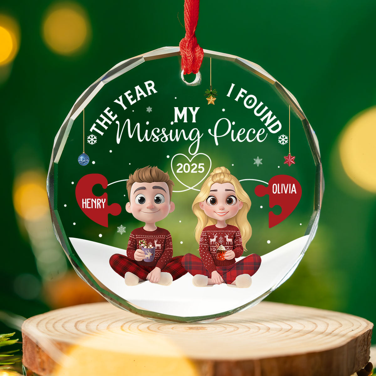 Custom Keepsake Christmas Ornament •  Missing Piece Was Found - Personalized Glass Ornament