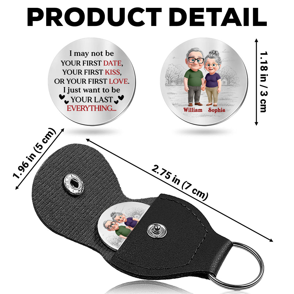 Custom Coin Keychain for Husband, Couple Anniversary Valentine's Day Gifts • Your Last Everything 2 - Personalized Pocket Hug