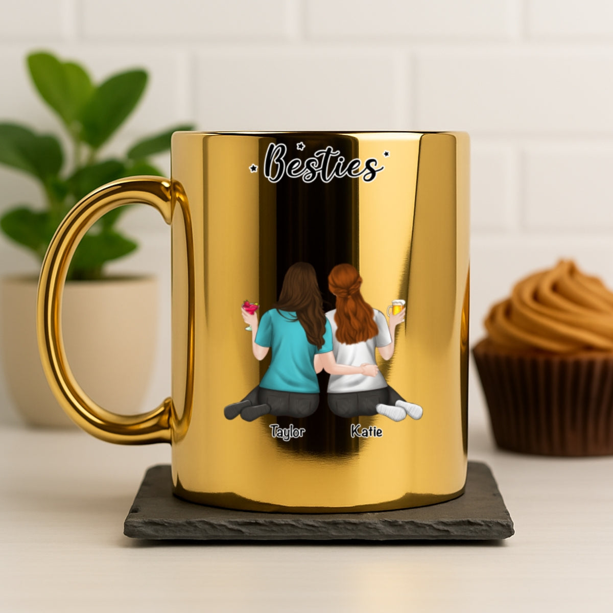 Custom Best Friend, Christmas & Birthday Friendship Keepsake Gift • Sisters Are Like Stars - Personalized Metallic Mug
