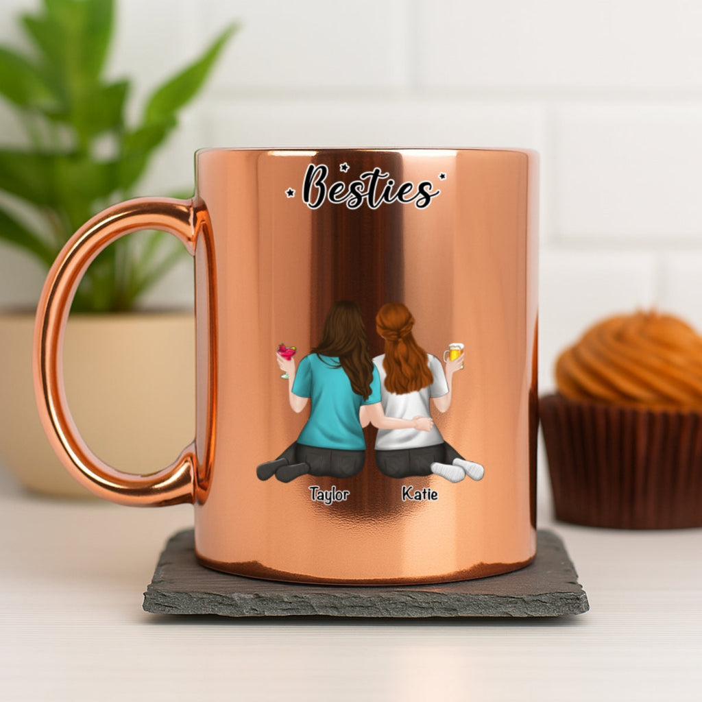Custom Best Friend, Christmas & Birthday Friendship Keepsake Gift • Sisters Are Like Stars - Personalized Metallic Mug