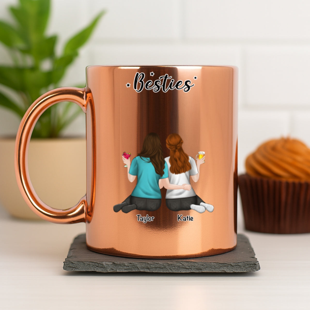 Custom Best Friend, Christmas & Birthday Friendship Keepsake Gift • Sisters Are Like Stars - Personalized Metallic Mug