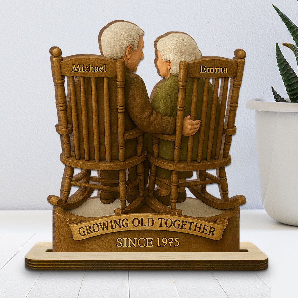 Custom Decor for Wife, Gift for Her • Love That Grows With Time - Personalized 2-Layer Wood Plaque With Flat Base