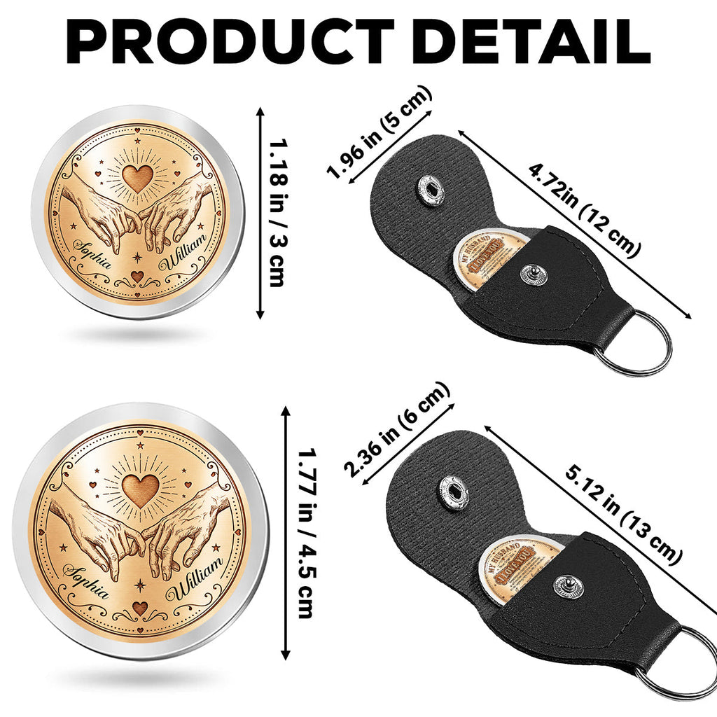 Custom Coin Keychain for Husband, Couple Anniversary Valentine's Day Gifts • My Lover - Personalized Pocket Hug