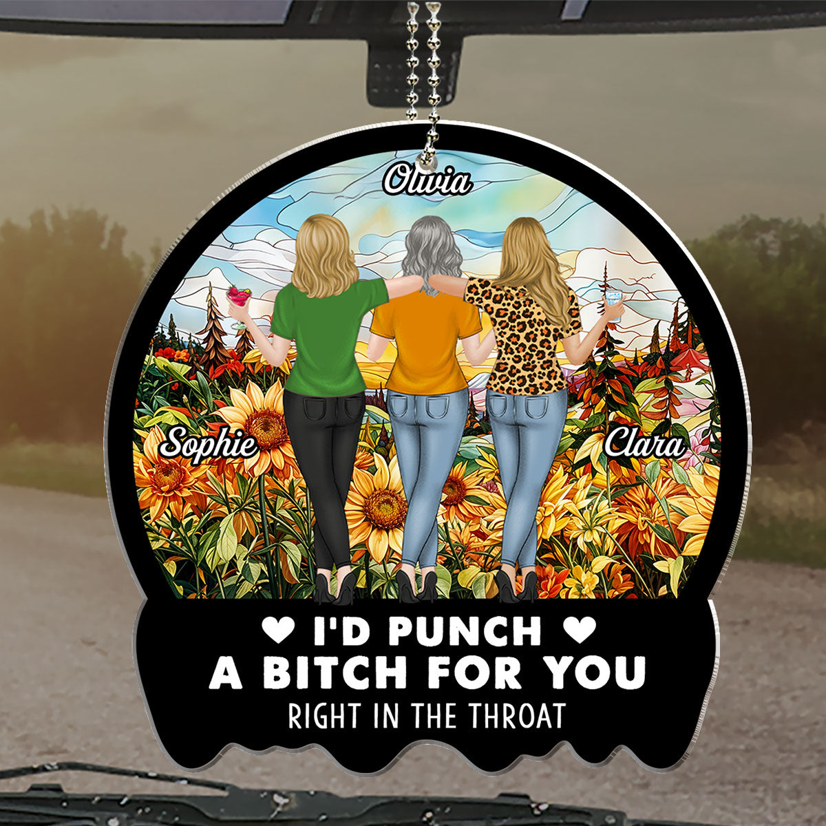 Punch Right In The Throat Bestie - Personalized Car Ornament