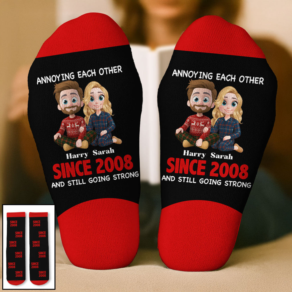 Custom Matching Christmas Gift For Couples, Romantic Anniversary Keepsake • Together Forever - Personalized Crew Socks